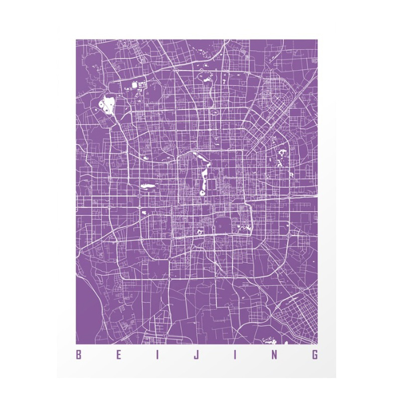 Carte Beijing, Maps art — Violet Lilas, Ponio