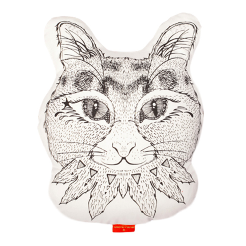 Coussin Chat, Marika Giacinti — Blanc Crème, Ponio