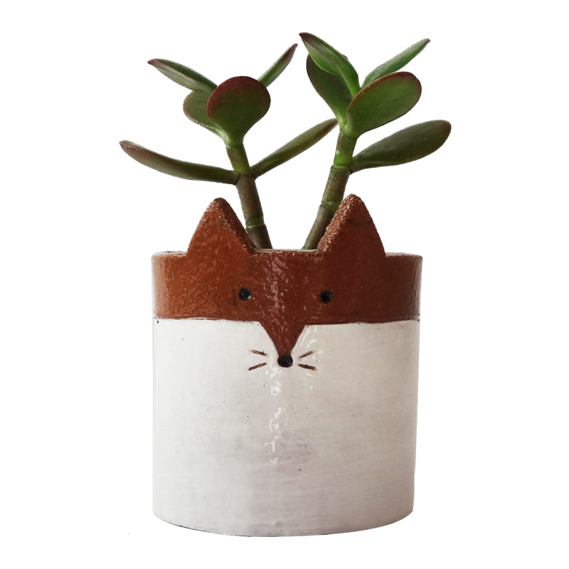 Cache-pot Renard, Minky Moo Ceramics — Marron Noisette, Ponio